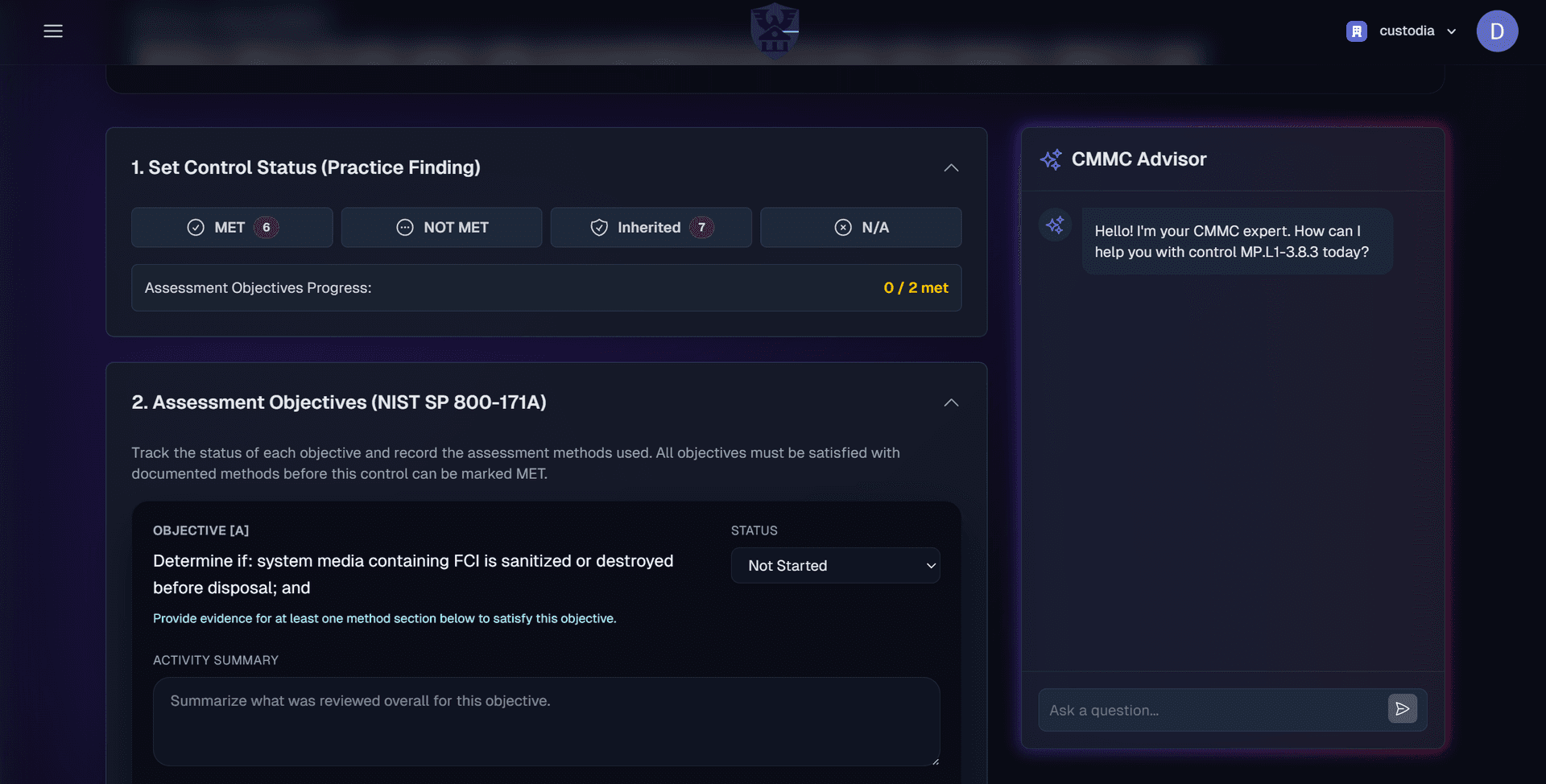Guided control workflow